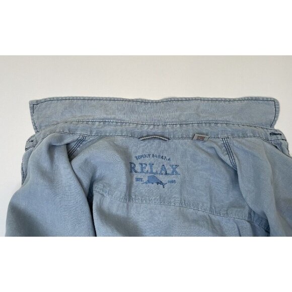 Tommy Bahama L Linen Button Up Shirt Relaxed Fit Blue Large - Picture 4 of 8